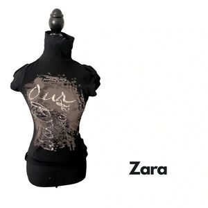 Zara |  Vintage Y2K Evening Collection Bedazzled Turtle Neck | Size S [200]